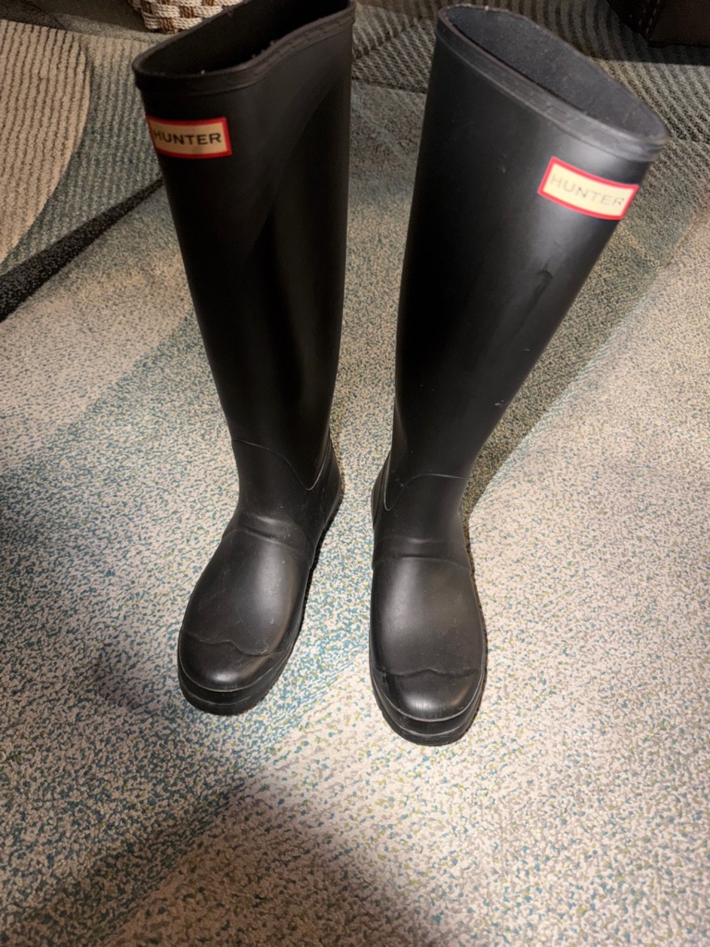 Hunter Matte Black Tall Rubber Boots with Hunter Logo